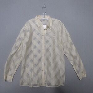 Vintage Reflections Top Large Silk Sheer Oversized Geometric Y2K 90s Preppy NWT